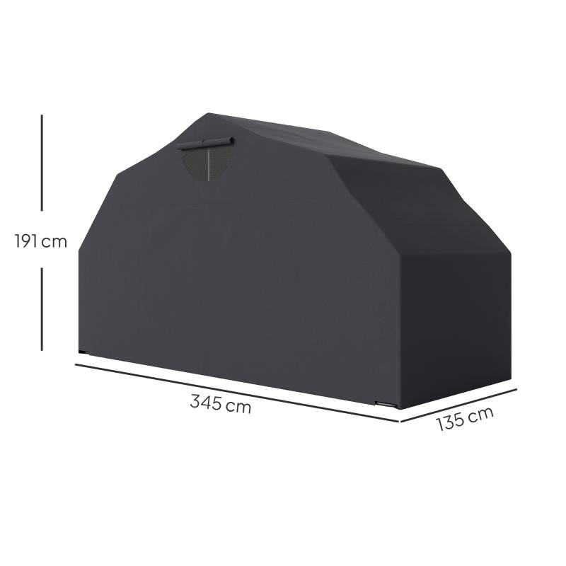 Housse moto XXL 345x135x191cm noire imperméable et hivernale, protection extérieure - Image 3