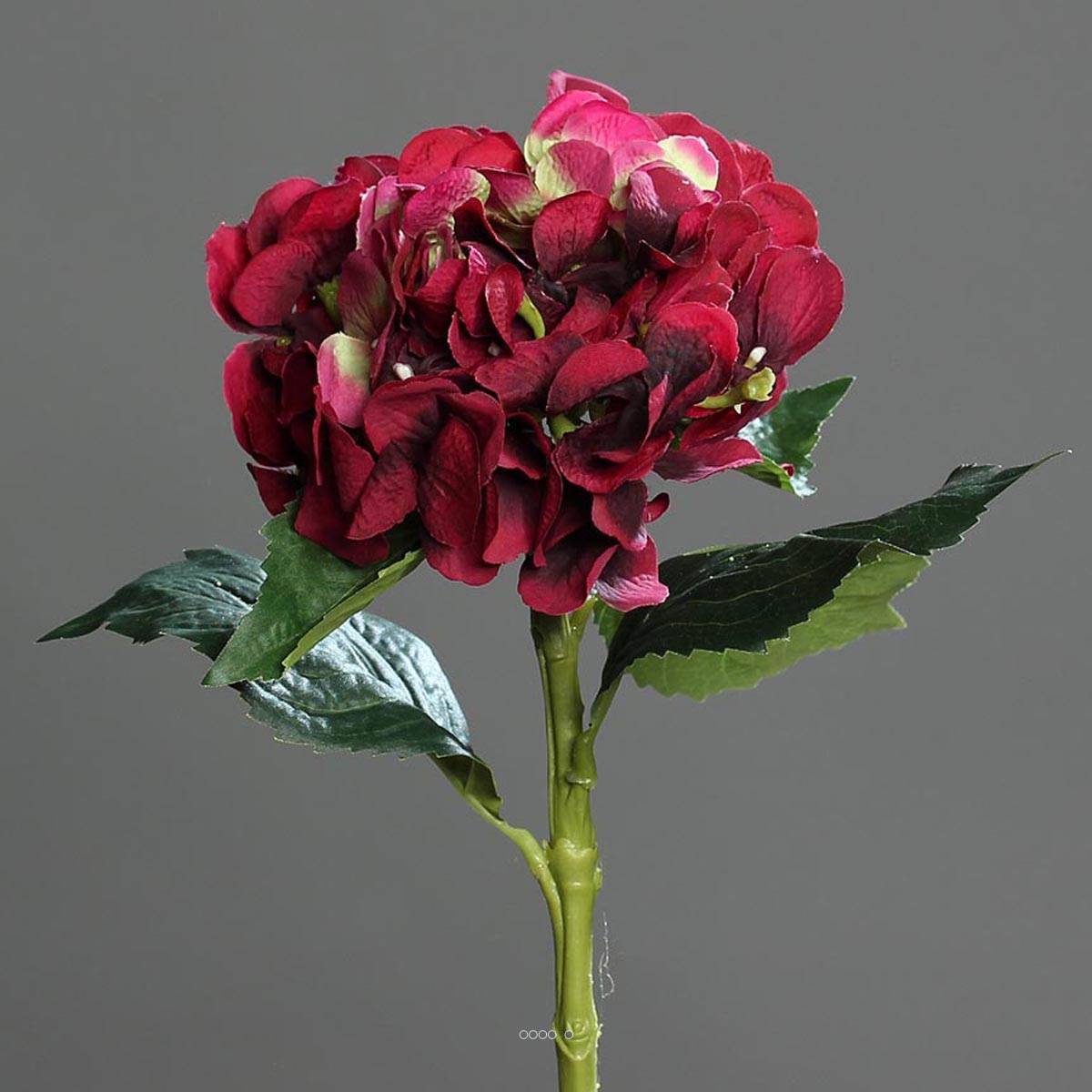 Artificielles - Hortensia artificiel en tige 1 tête 3 feuilles H 50 cm Top Bourgogne - couleur: Bourgogne - Imagen 2