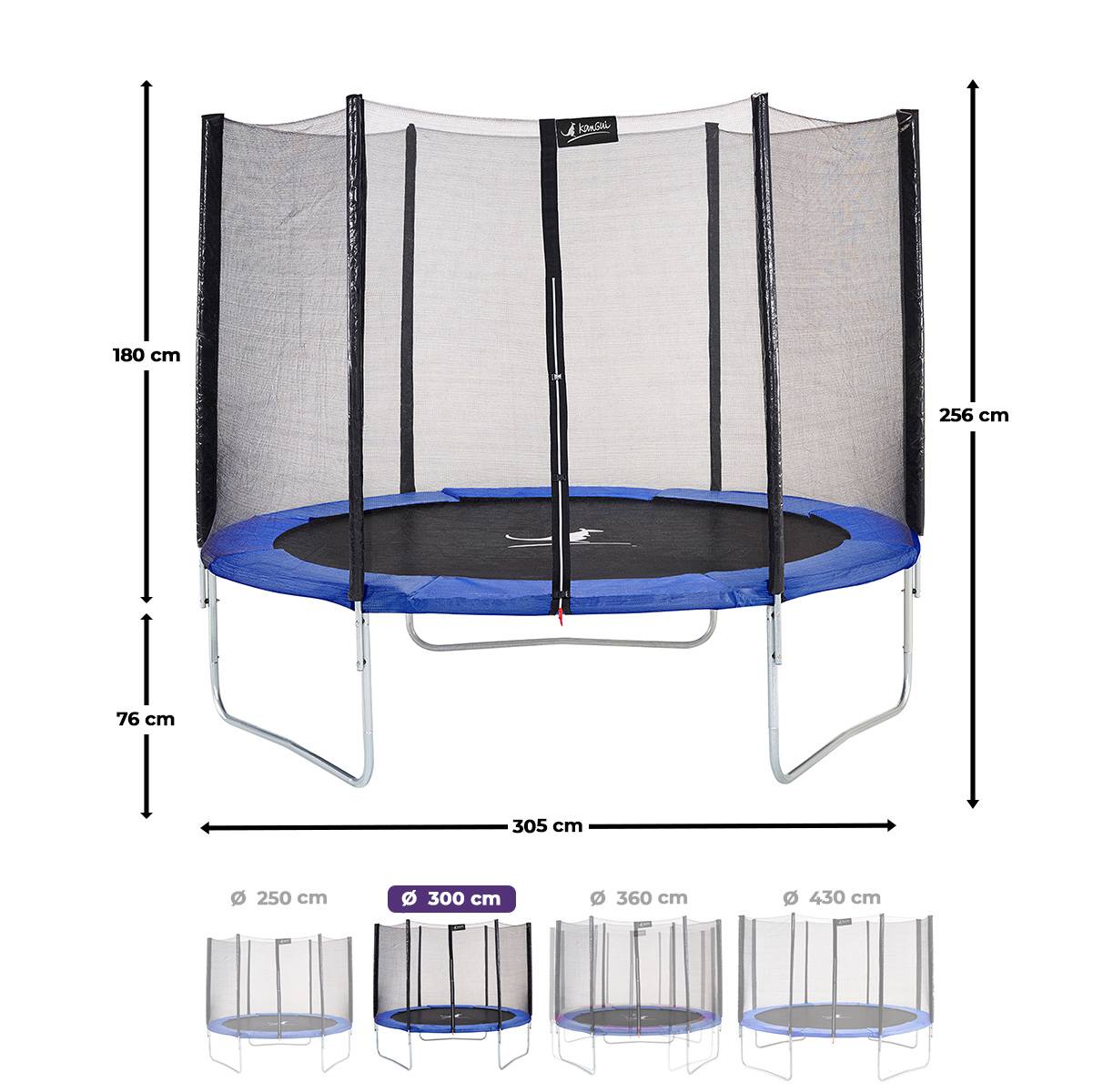 Kangui - Trampoline rond Bleu Ø 300cm avec filet de protection Kangui - Image 3