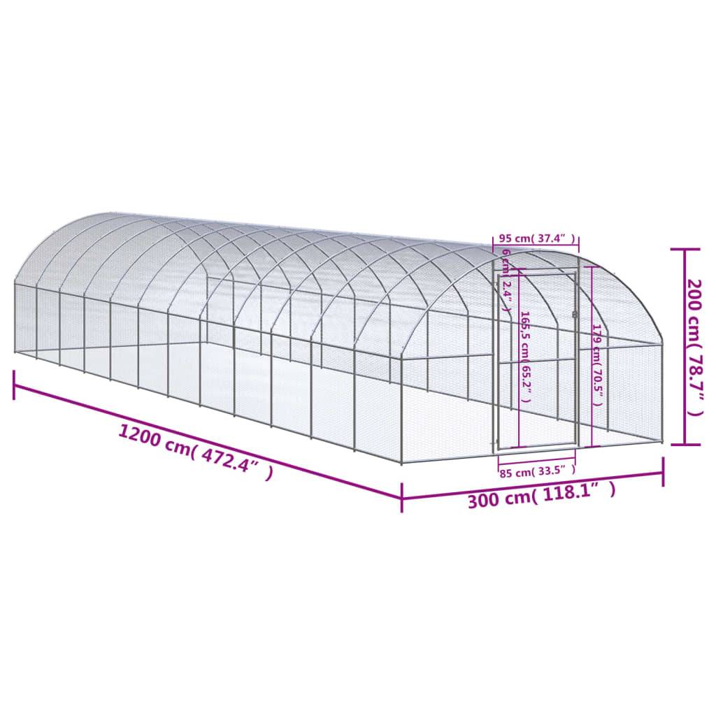 Poulailler extérieur Acier galvanisé Volière grillagée pour jardin 3x12x2 m – ComfortXL Outdoor Living - Image 7