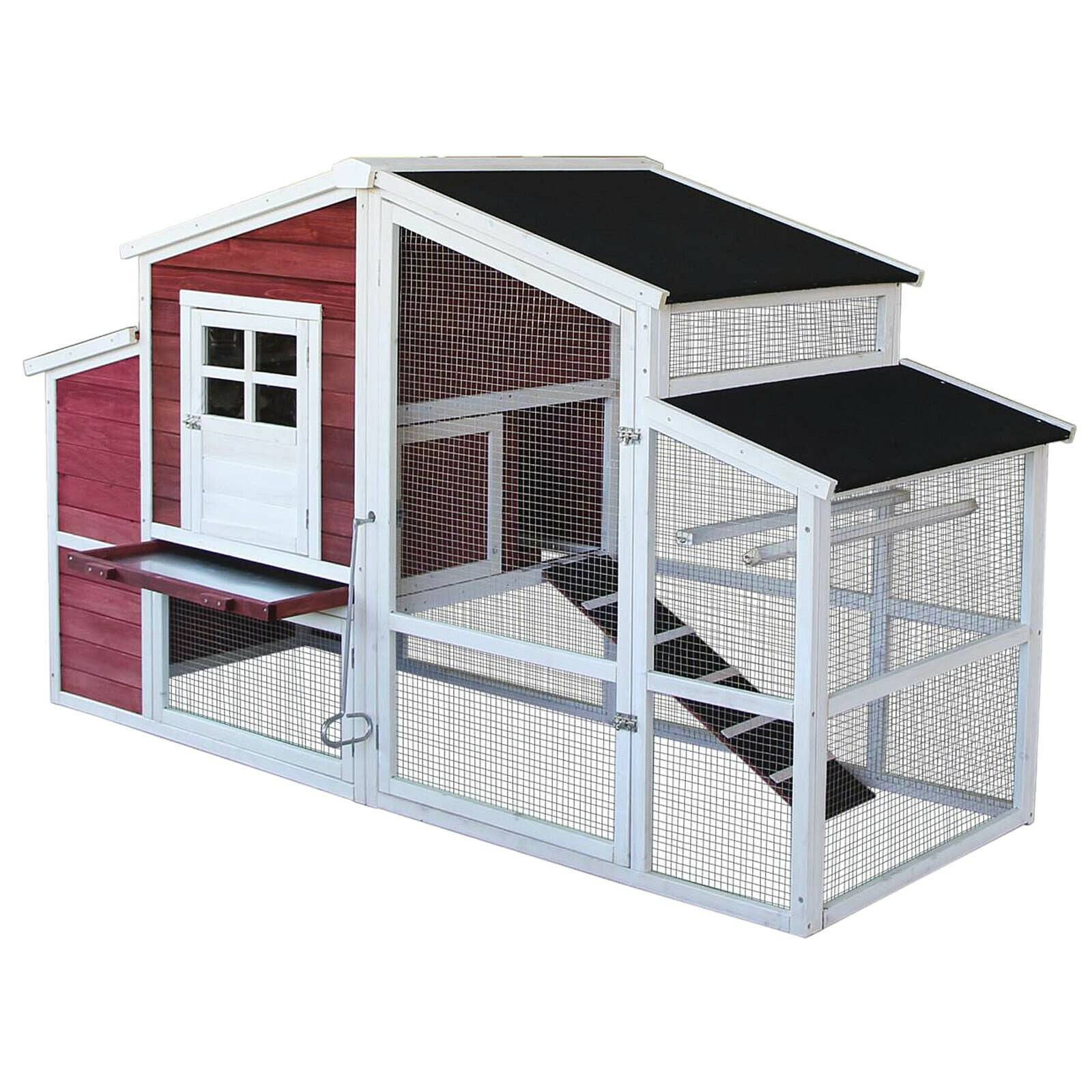 Helloshop26 - Poulailler XXL avec espaces extérieurs abri plus large toit tar 200 cm - Imagen 1