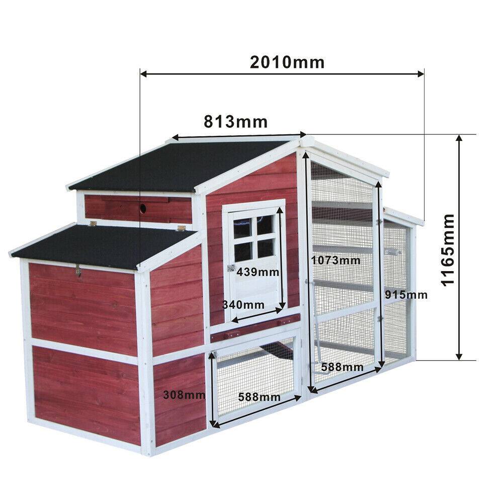Helloshop26 - Poulailler XXL avec espaces extérieurs abri plus large toit tar 200 cm - Imagen 3