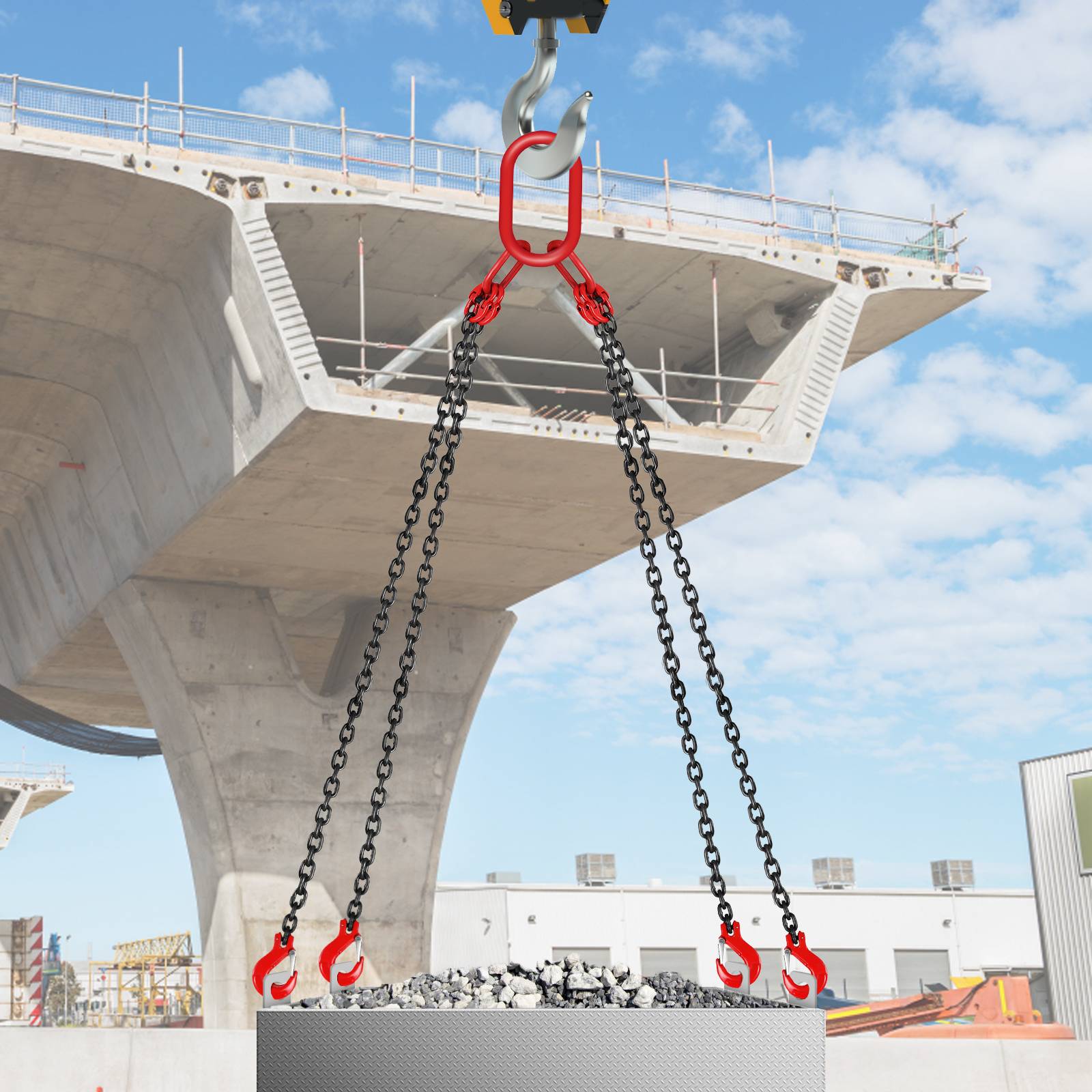 Chaîne levage 4 pieds 1.5m, diamètre 8mm, capacité 5T, grade G80, pour ports, construction, mines. - Image 8