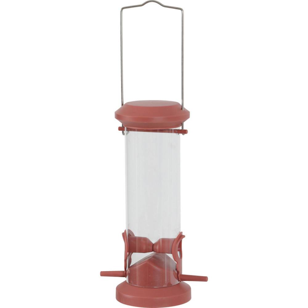 Mangeoire silo à graines, 2 perchoirs rouge terra, pour oiseaux - Imagen 1
