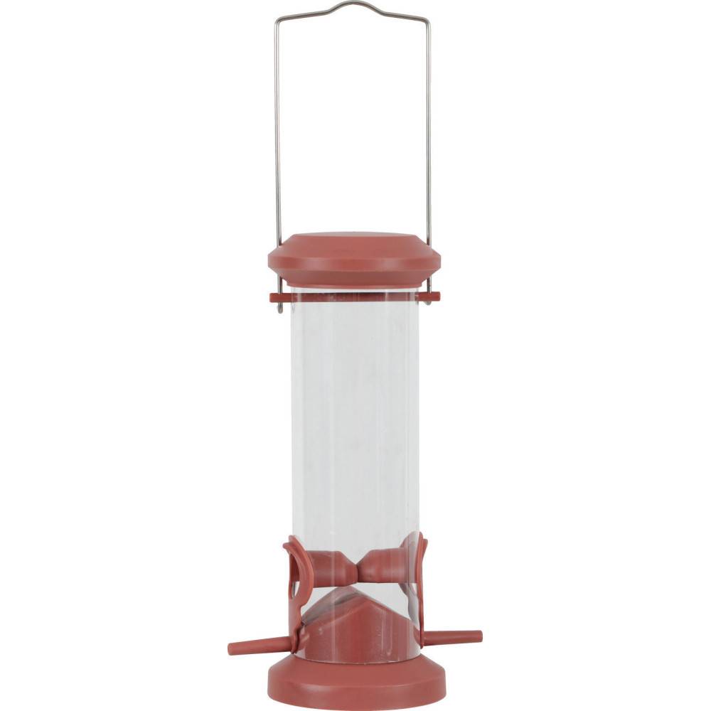 Mangeoire silo à graines, 2 perchoirs rouge terra, pour oiseaux - Imagen 2
