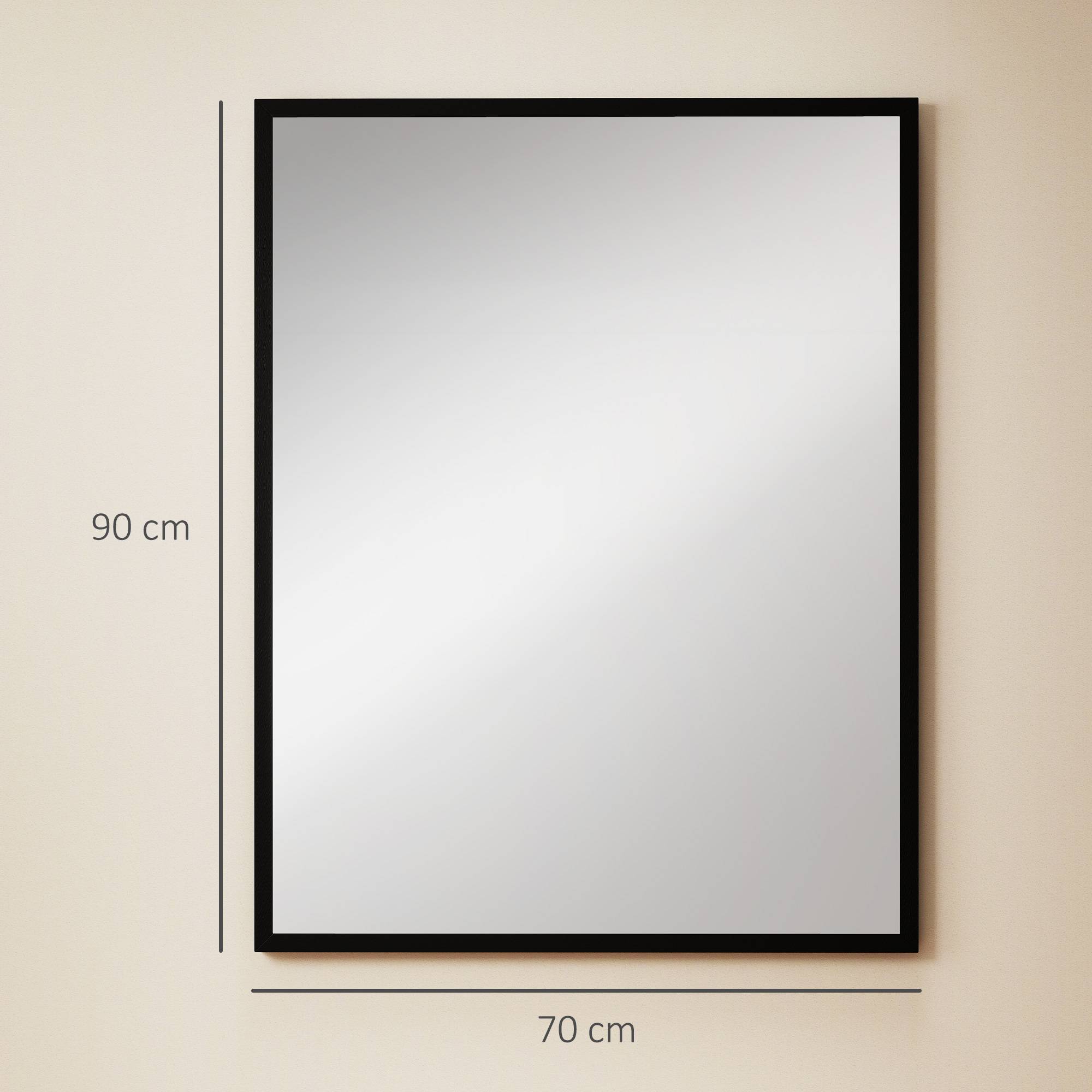 Sans Marque - Miroir salle bain 70x90 cm miroir mural décoratif salon entrée couloir horizontal vertical noir - Image 5