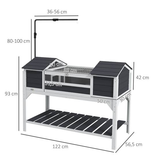 Enclos pour tortue bois gris 122 x 56.5 x 93 cm - PANGIVO - Image 5