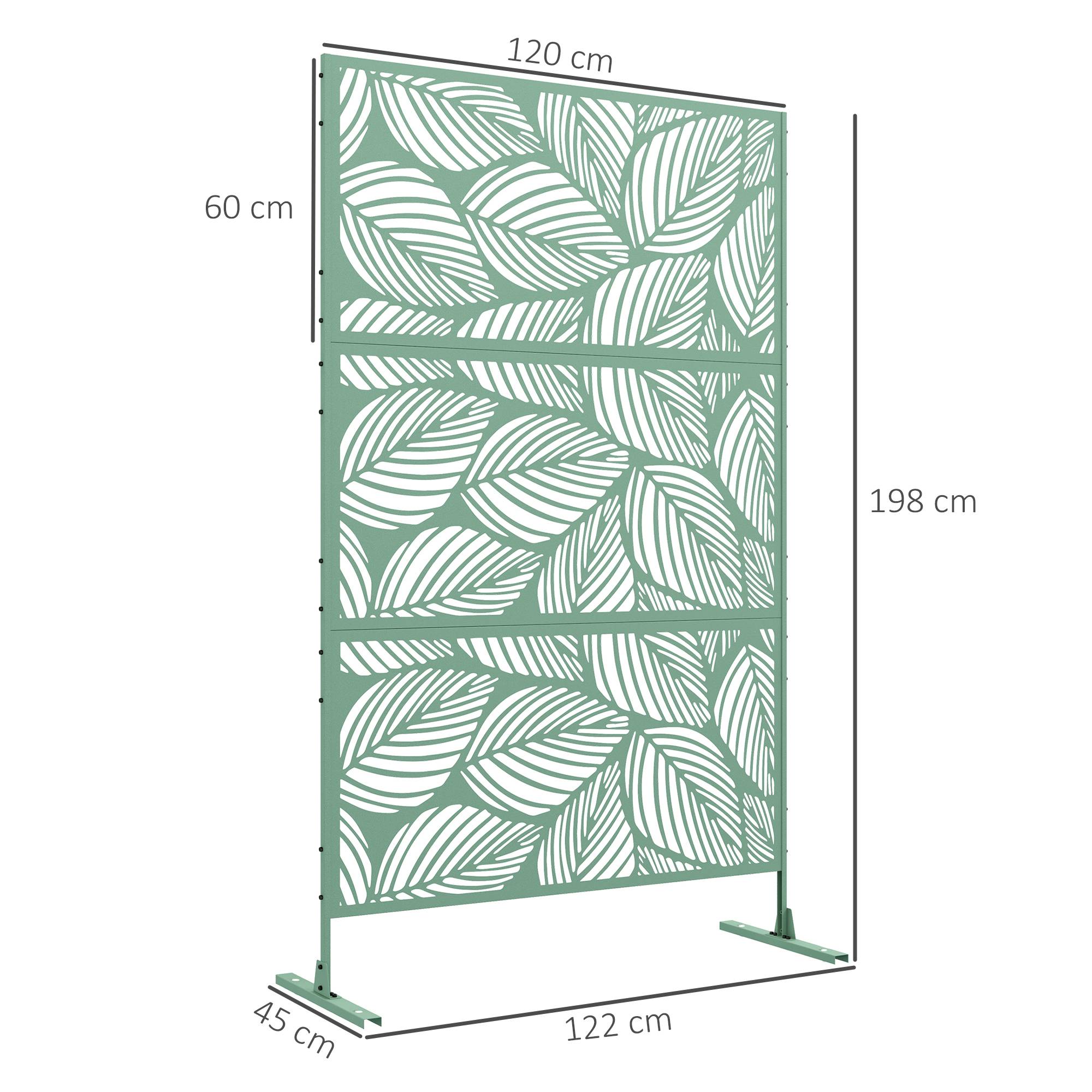 Panneau brise vue décoratif paravent extérieur vert à motif végétal en métal - 122 x 45 x 198 cm, vert - Image 5