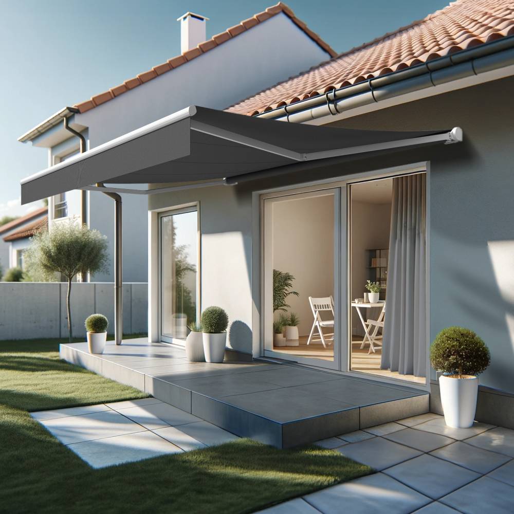 Intersun - Store banne loggia DIONEA 4,00x3,00 M (Motorisé Secours à Télécommande - Blanc - Gris Graphite) - INTERSUN - Imagen 2