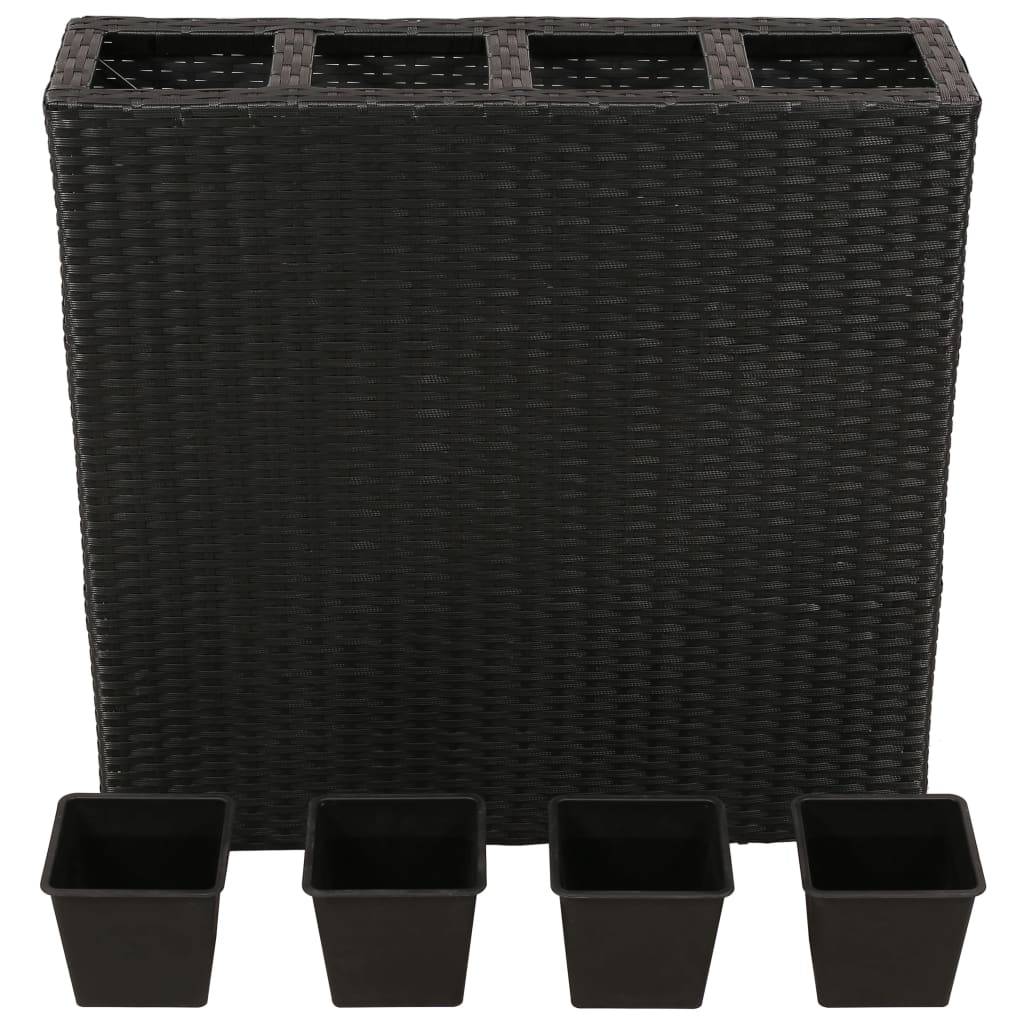 Helloshop26 - Jardinière lit surélevé plantes fleurs jardin avec 4 pots résine tressée noir - Imagen 2