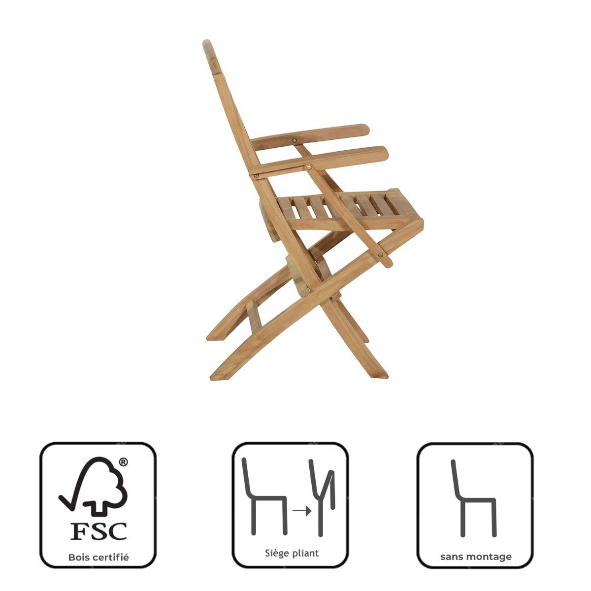 Salon de jardin teck massif Hermel, 6 places - TECK'Attitude - Imagen 8