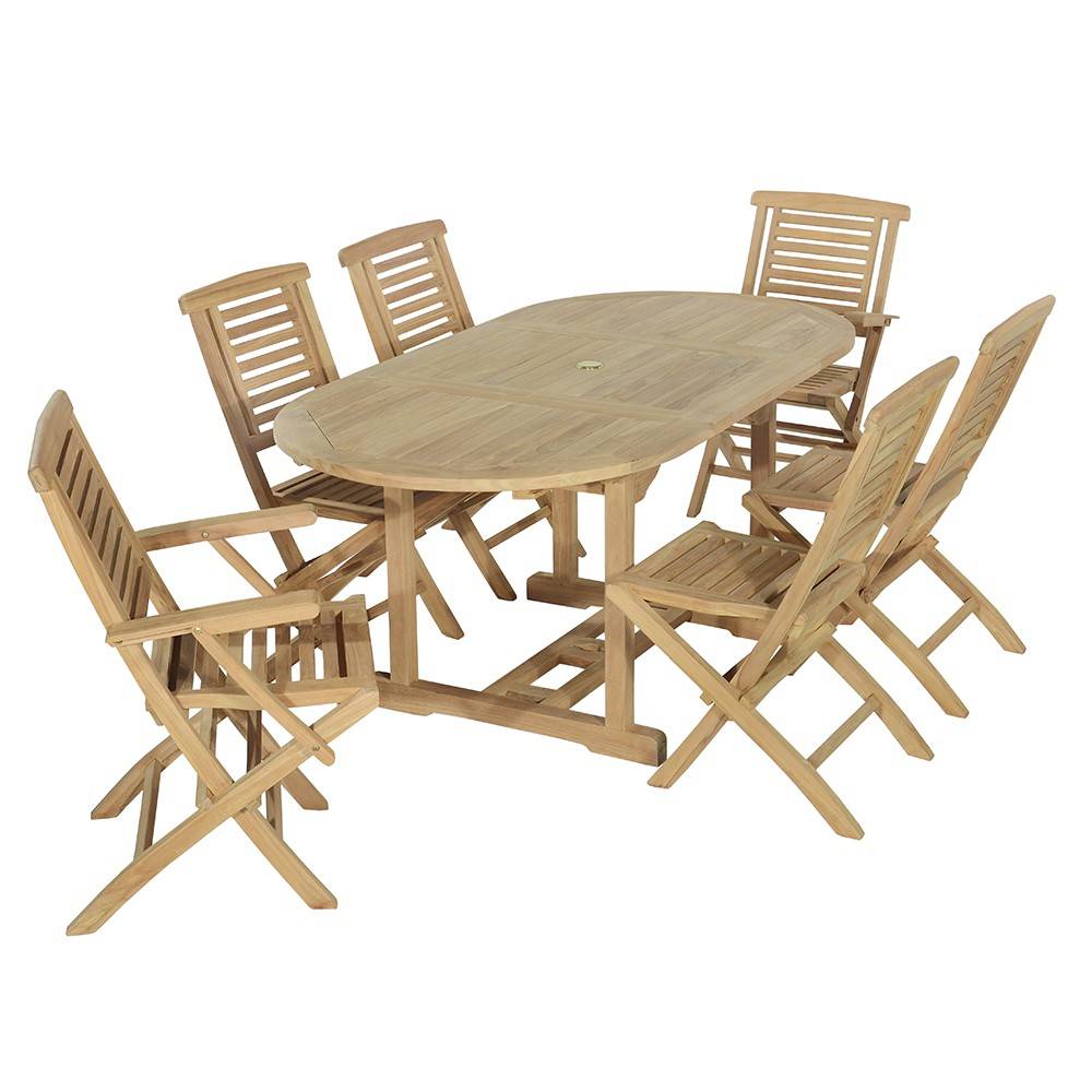 Salon de jardin teck massif Hermel, 6 places - TECK'Attitude - Imagen 1