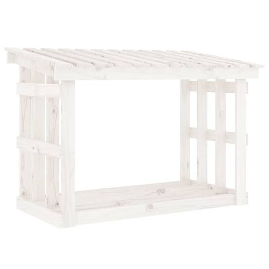 Abri Bûches en Bois de Pin Blanc Rangement Extérieur pour Cheminée 108x65x77cm - ComfortXL Outdoor Living - Image 2
