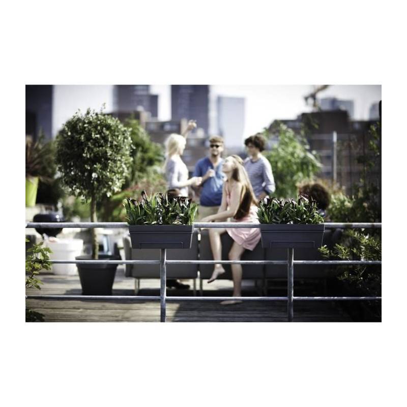 Elho - Elho Loft Urban Balconniere Allin1 50 - Noir - L 49 X B 27 X H 21 Cm - Balconextérieur - 100% Recyclé - Imagen 4