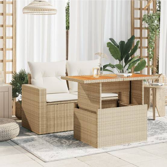 ComfortXL - Table de Jardin Relevable Beige avec Plateau en Bois d'Acacia Massif, Hauteur Réglable – ComfortXL Outdoor Living - Image 3