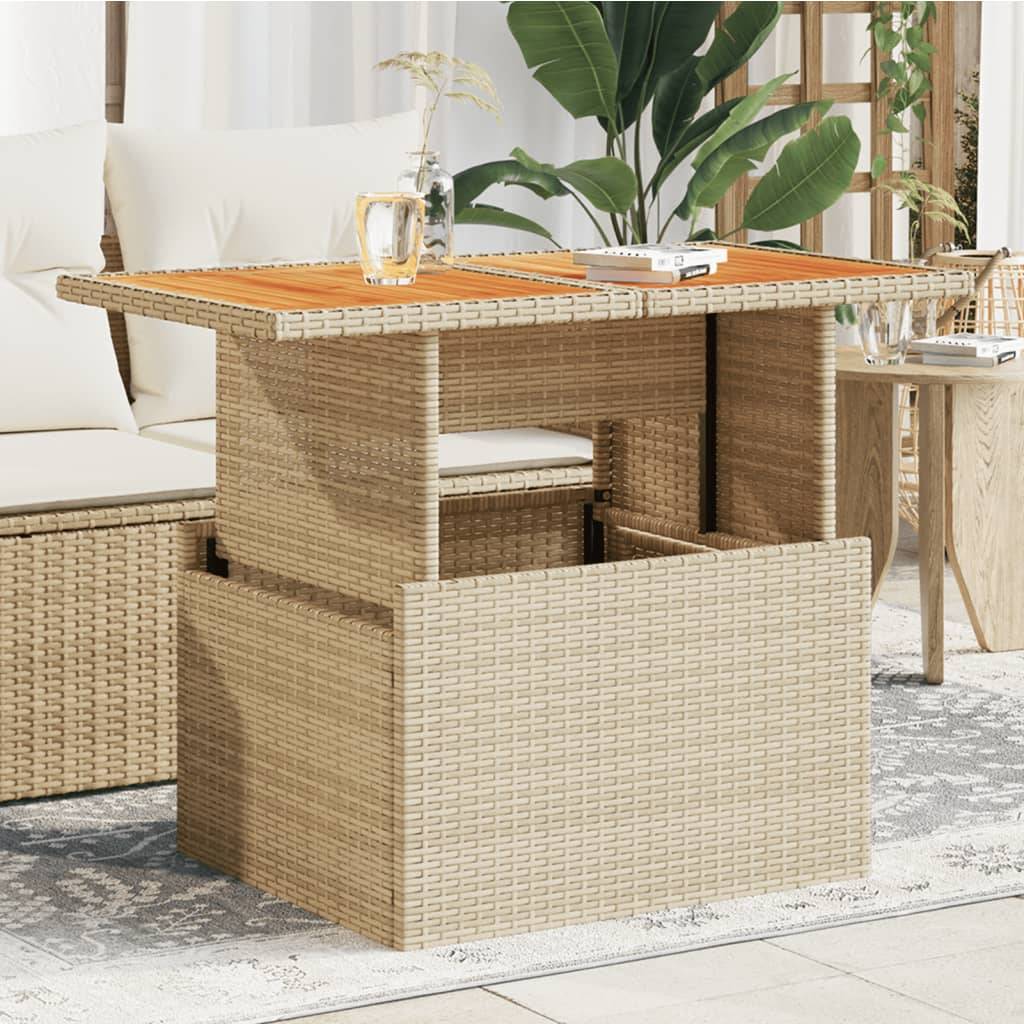 ComfortXL - Table de Jardin Relevable Beige avec Plateau en Bois d'Acacia Massif, Hauteur Réglable – ComfortXL Outdoor Living - Image 1