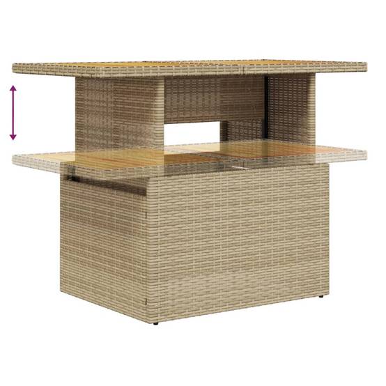 ComfortXL - Table de Jardin Relevable Beige avec Plateau en Bois d'Acacia Massif, Hauteur Réglable – ComfortXL Outdoor Living - Image 8