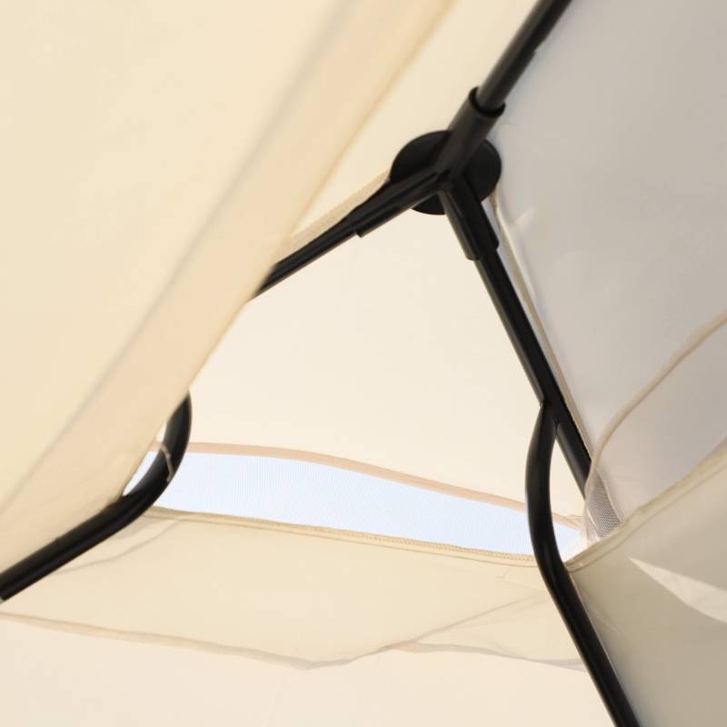 Balancelle de jardin 3 places Acier Polyester avec moustiquaire et fonction lit Beige 256cm - ComfortXL Outdoor Living - Image 8
