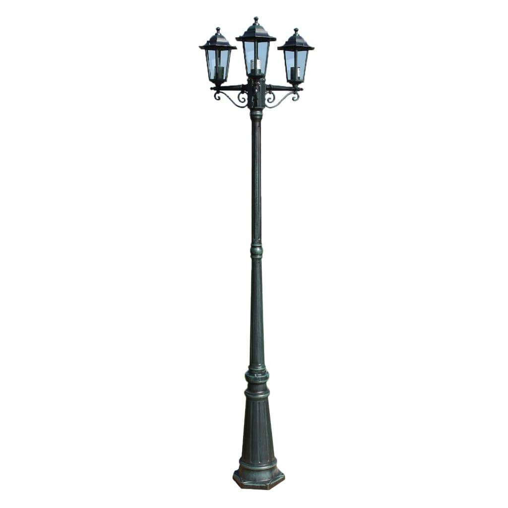 Lampadaire de jardin - Lampadaire d'extérieur 3 bras 215 cm Vert foncé/Noir Aluminium - Image 1