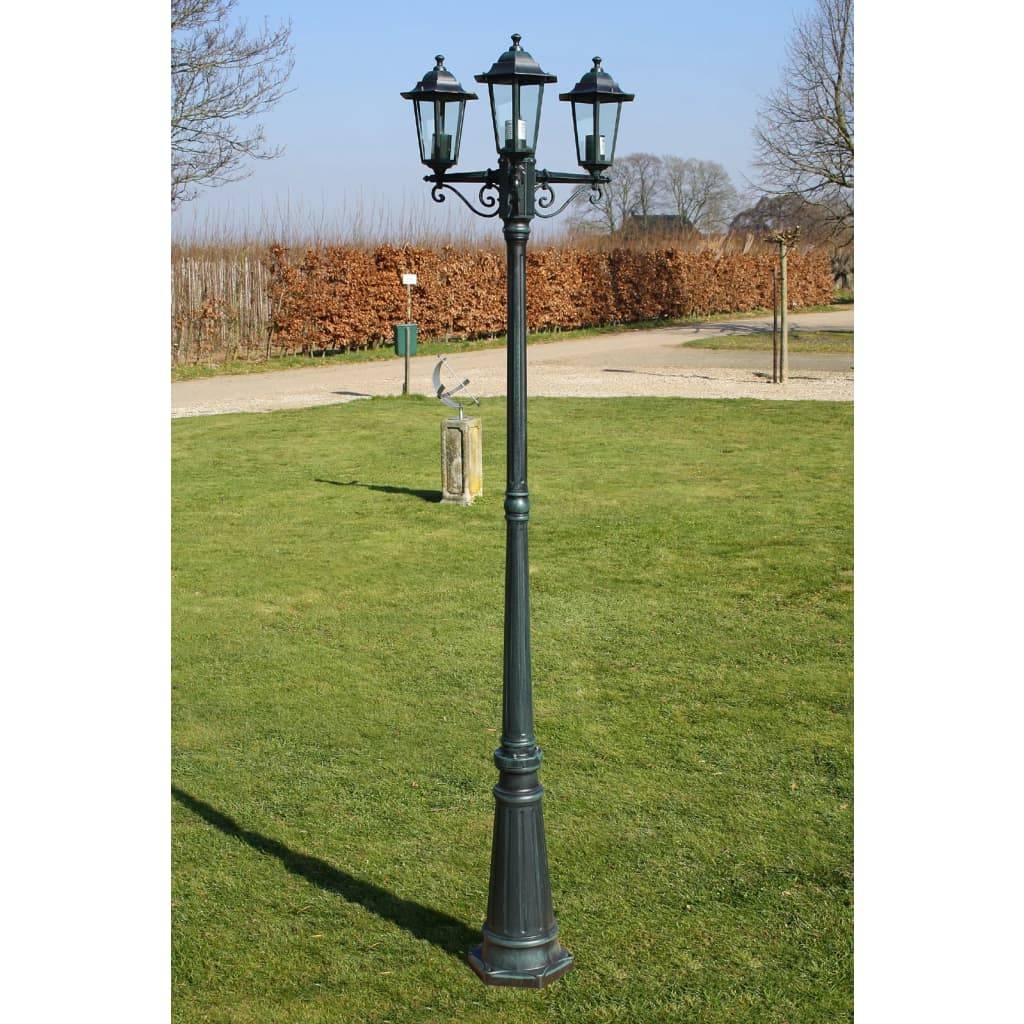 Lampadaire de jardin - Lampadaire d'extérieur 3 bras 215 cm Vert foncé/Noir Aluminium - Image 2