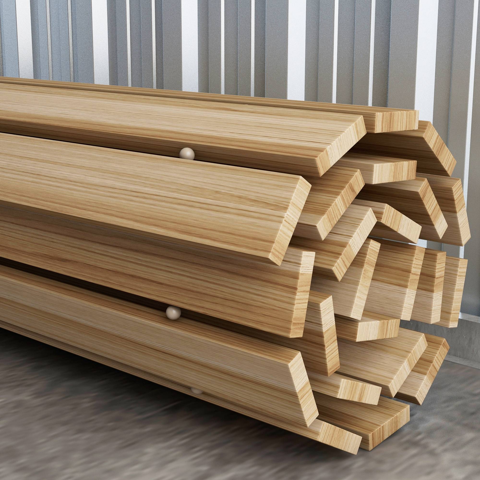 Outsunny - Allée chemin de jardin incurvé enroulable en lattes de bois dim. 120/72L x 38l cm sapin pré-huilé - Outsunny - Imagen 9