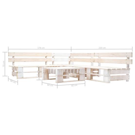 Salon de Jardin Palette Modulable Bois de Pin 4 Pièces pour Terrasse Blanc – ComfortXL Outdoor Living - Image 3