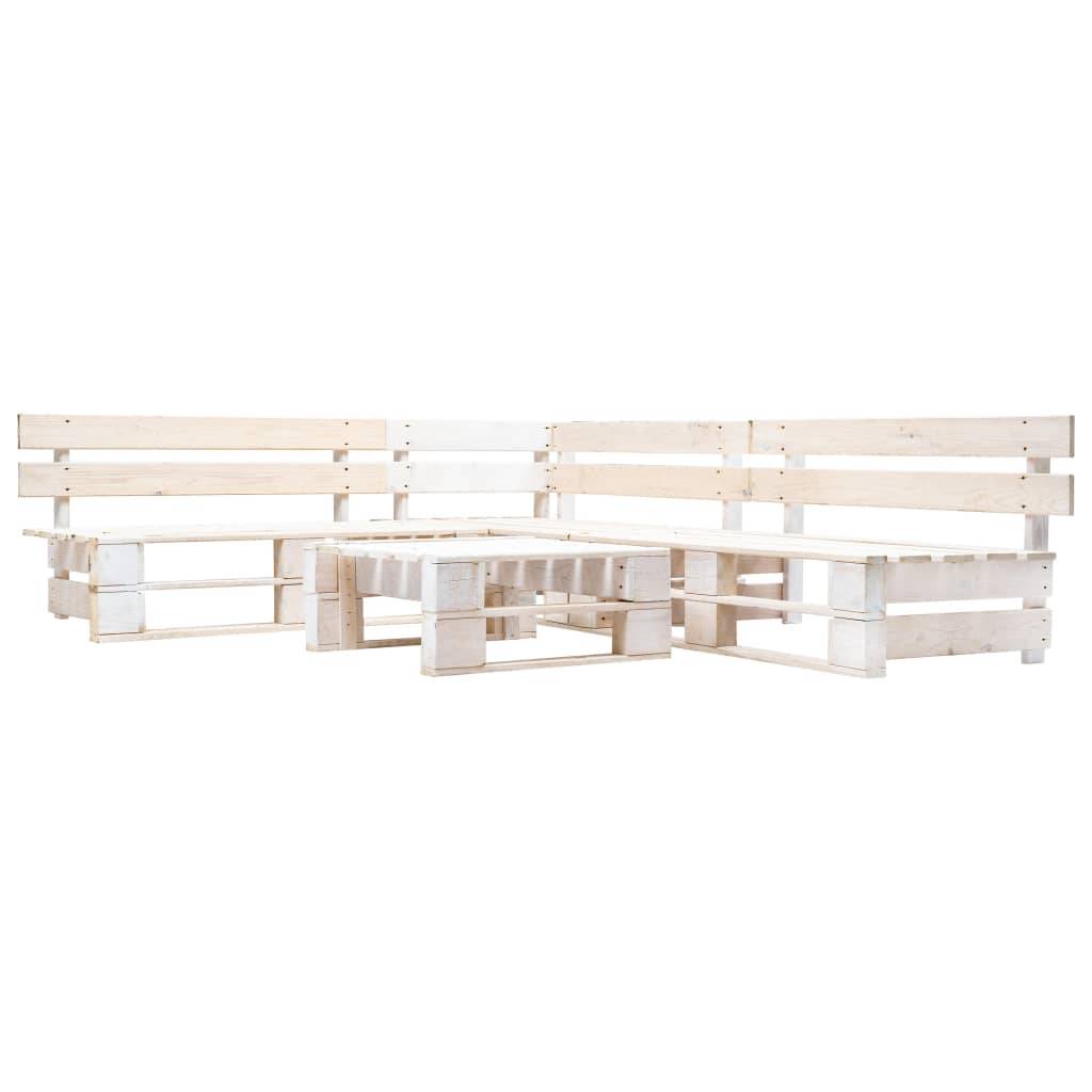 Salon de Jardin Palette Modulable Bois de Pin 4 Pièces pour Terrasse Blanc – ComfortXL Outdoor Living - Image 1