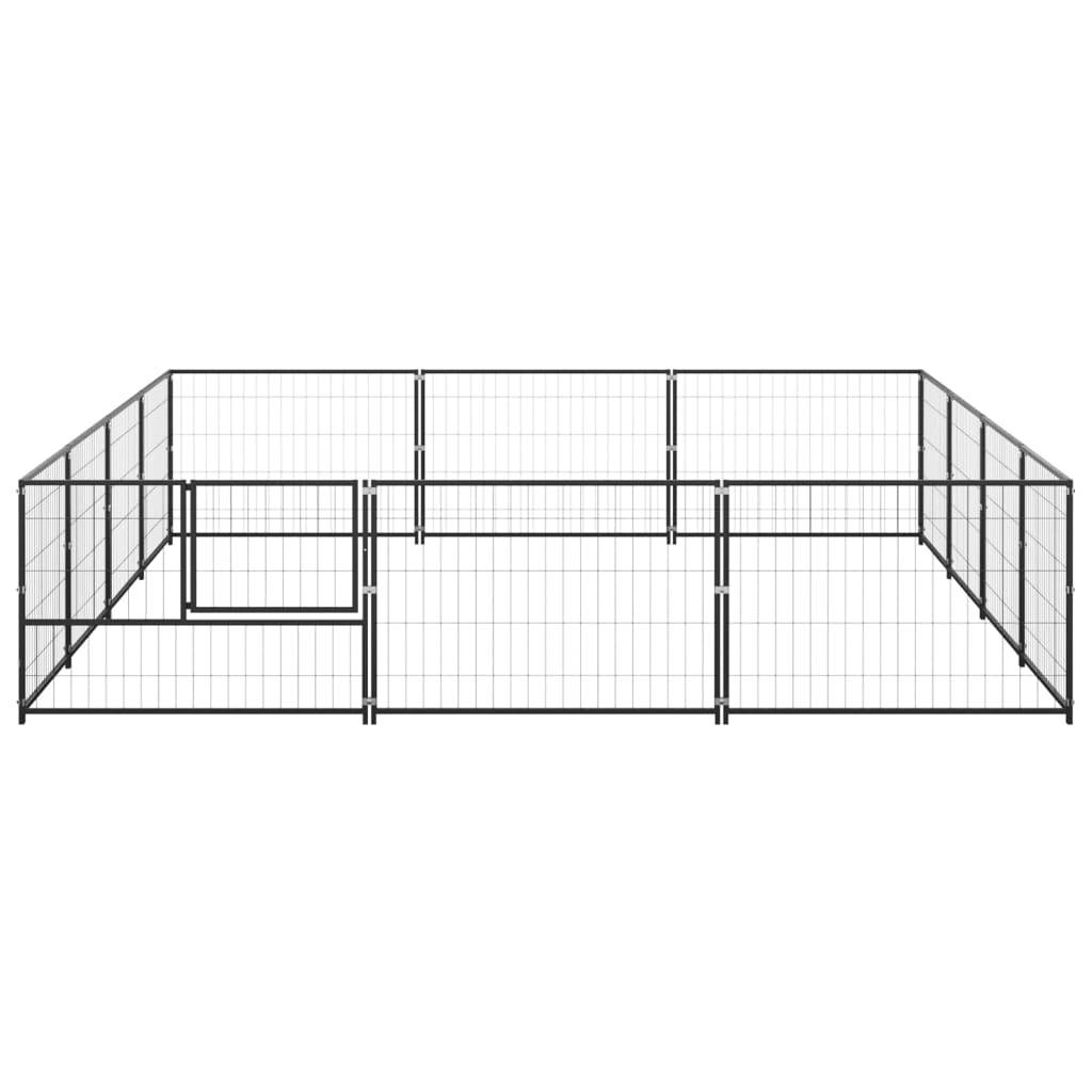 Vidaxl - Chenil Noir 12 m² Acier vidaXL 3082128 - Imagen 5