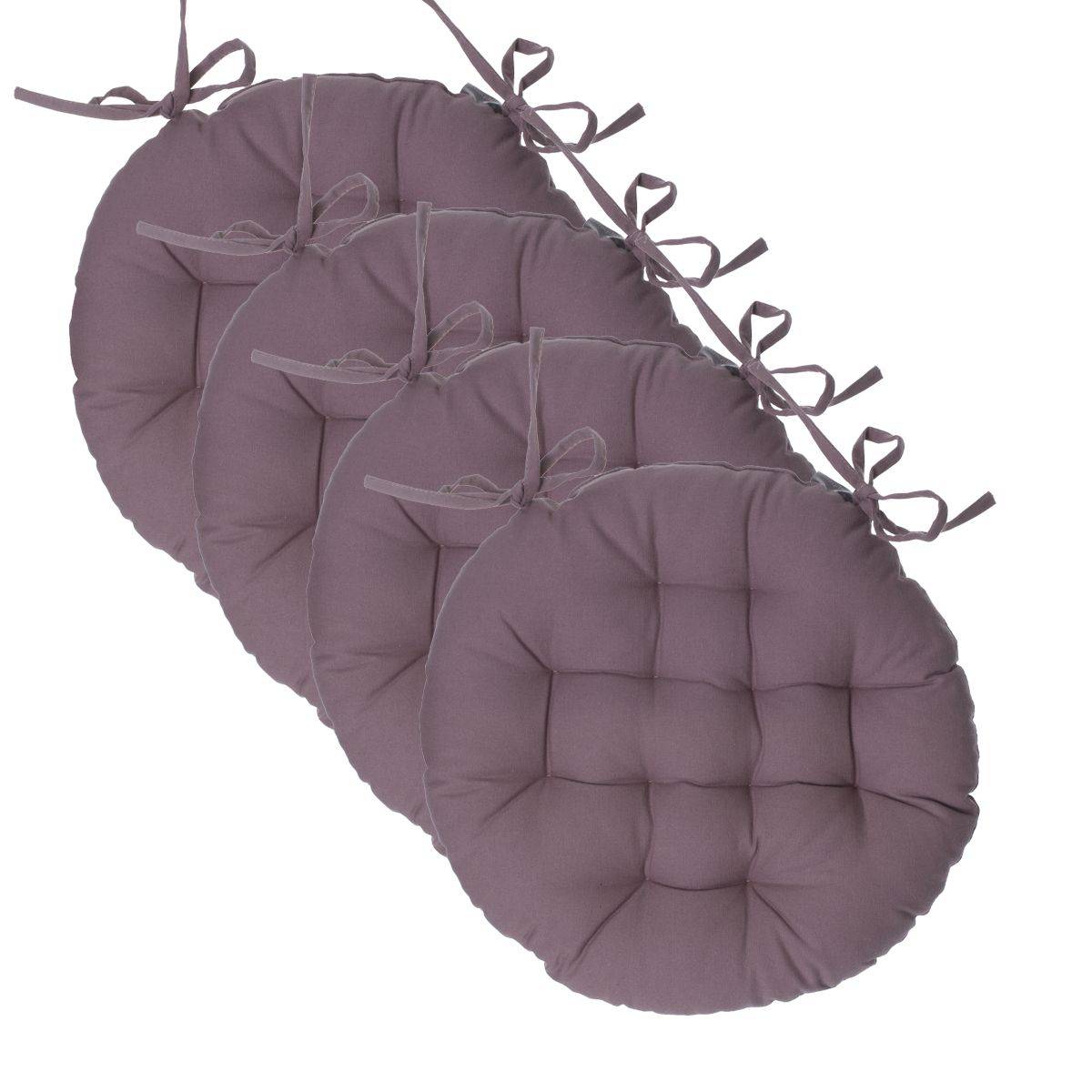 Lot de 4 Galettes de chaise en Coton Taupe D 38 cm - Imagen 1
