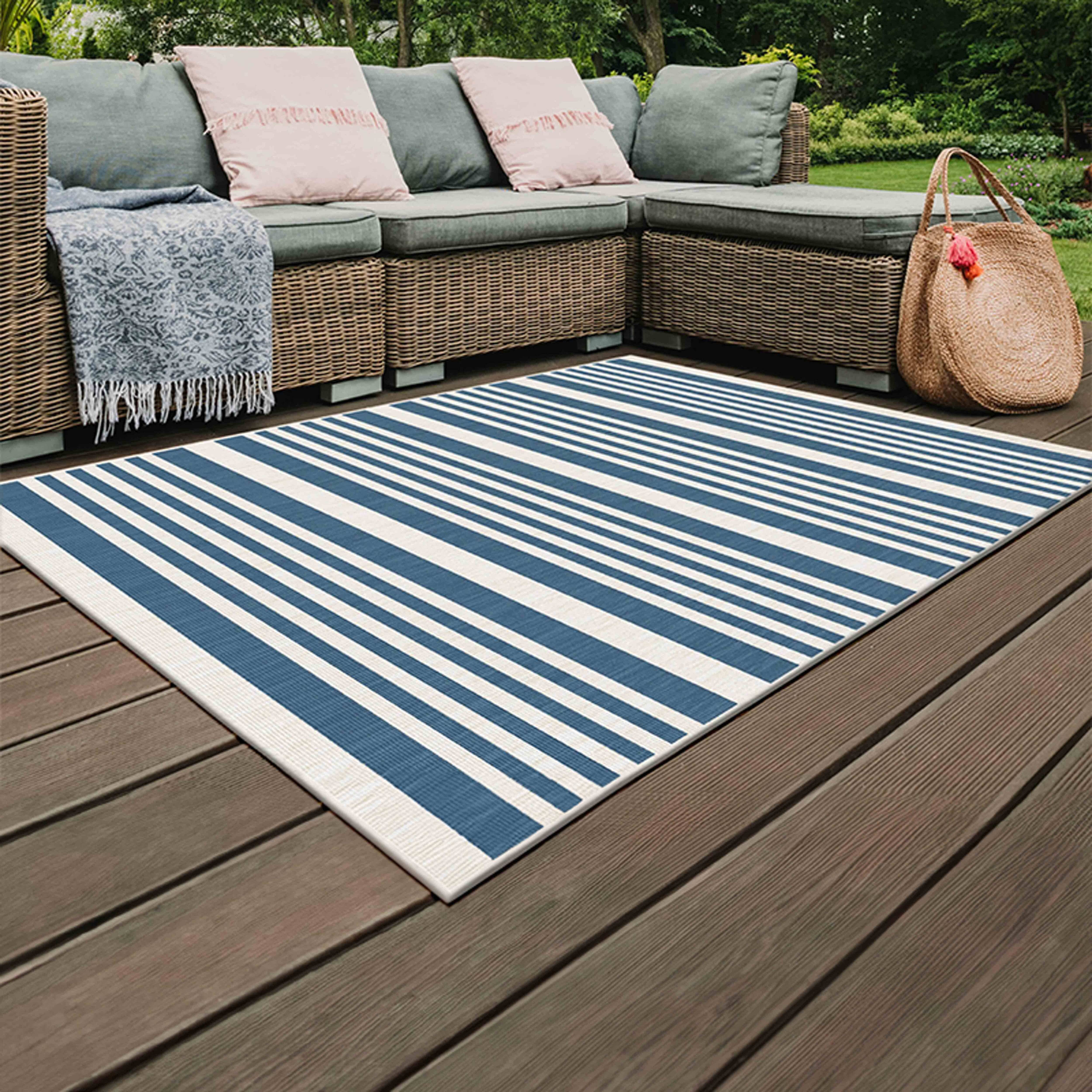 Oviala - Tapis d'extérieur en polypropylène 120 x 170 cm bleu Kilma - Oviala - Imagen 2