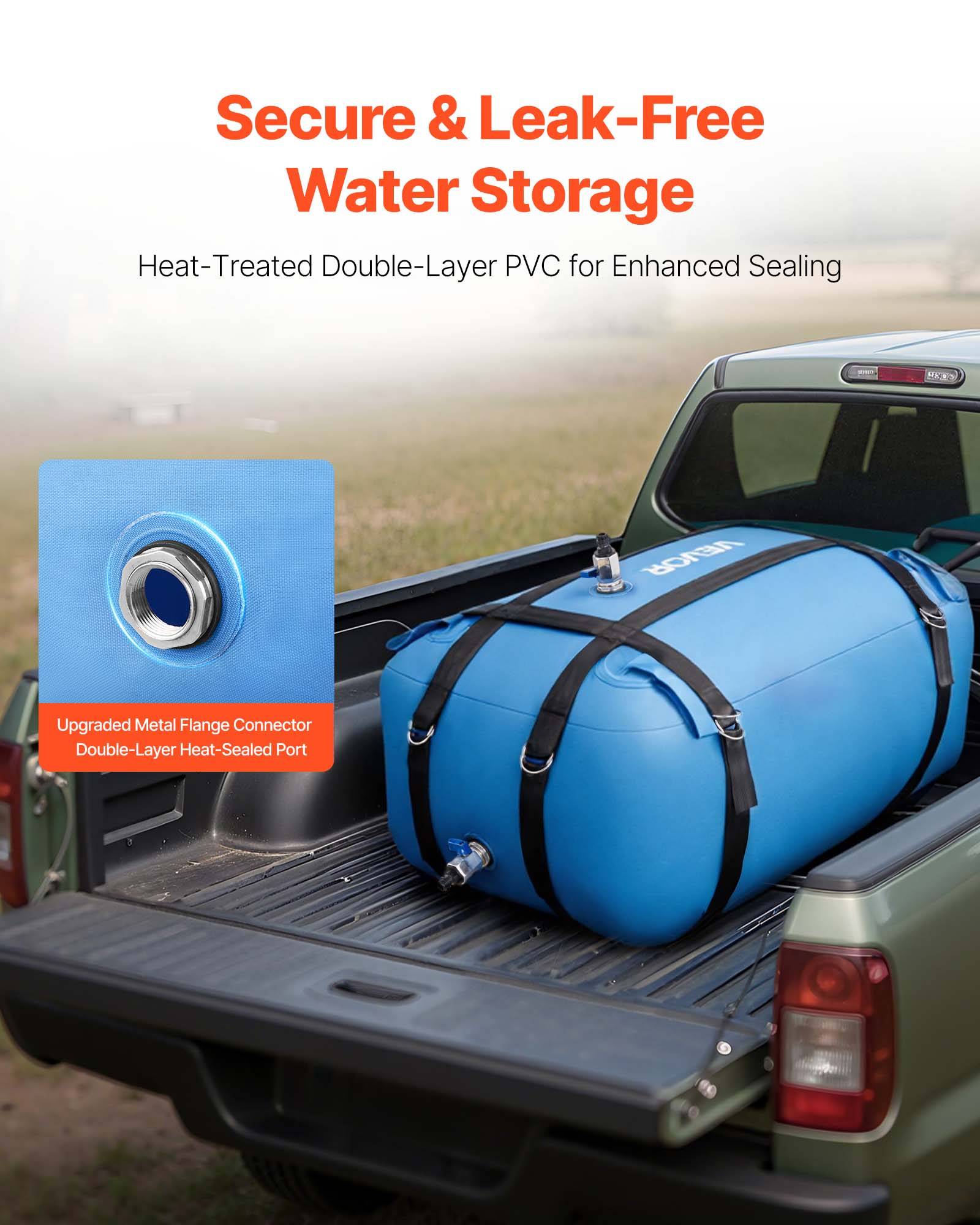 VEVOR Réservoir d'Eau Souple Vessie de Stockage Eau Pliable en TPU 132 L Bleu - Image 4