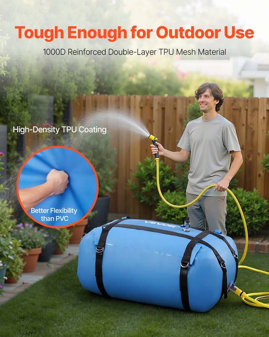 VEVOR Réservoir d'Eau Souple Vessie de Stockage Eau Pliable en TPU 132 L Bleu - Image 3