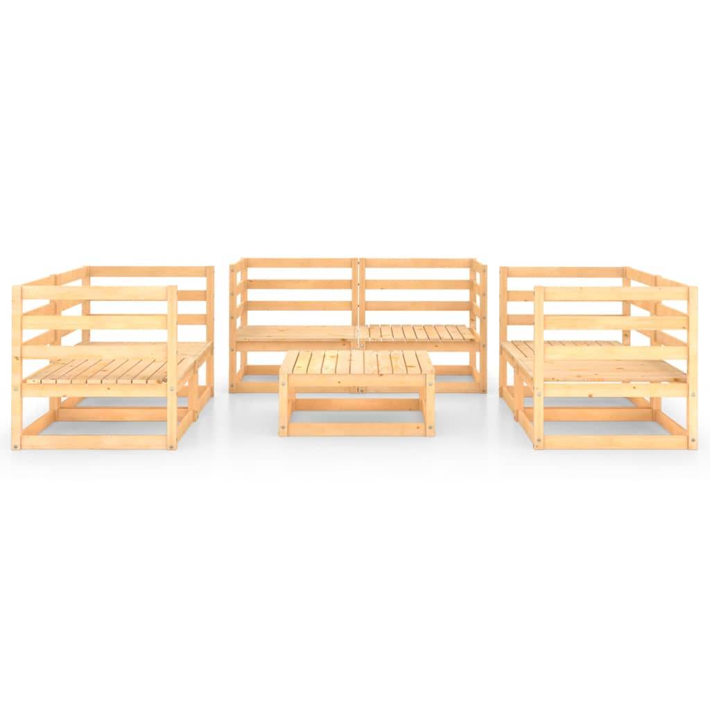 Helloshop26 - Salon de jardin meuble d'extérieur ensemble de mobilier 7 pièces bois de pin massif - Imagen 1
