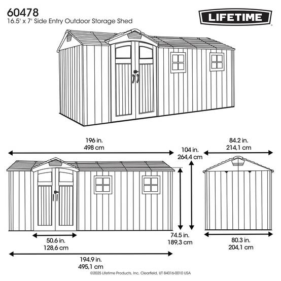 Lifetime - Abri de jardin résine 9.6 m2 (4.98 x 2.14 m) LIFETIME #60478 - Image 9