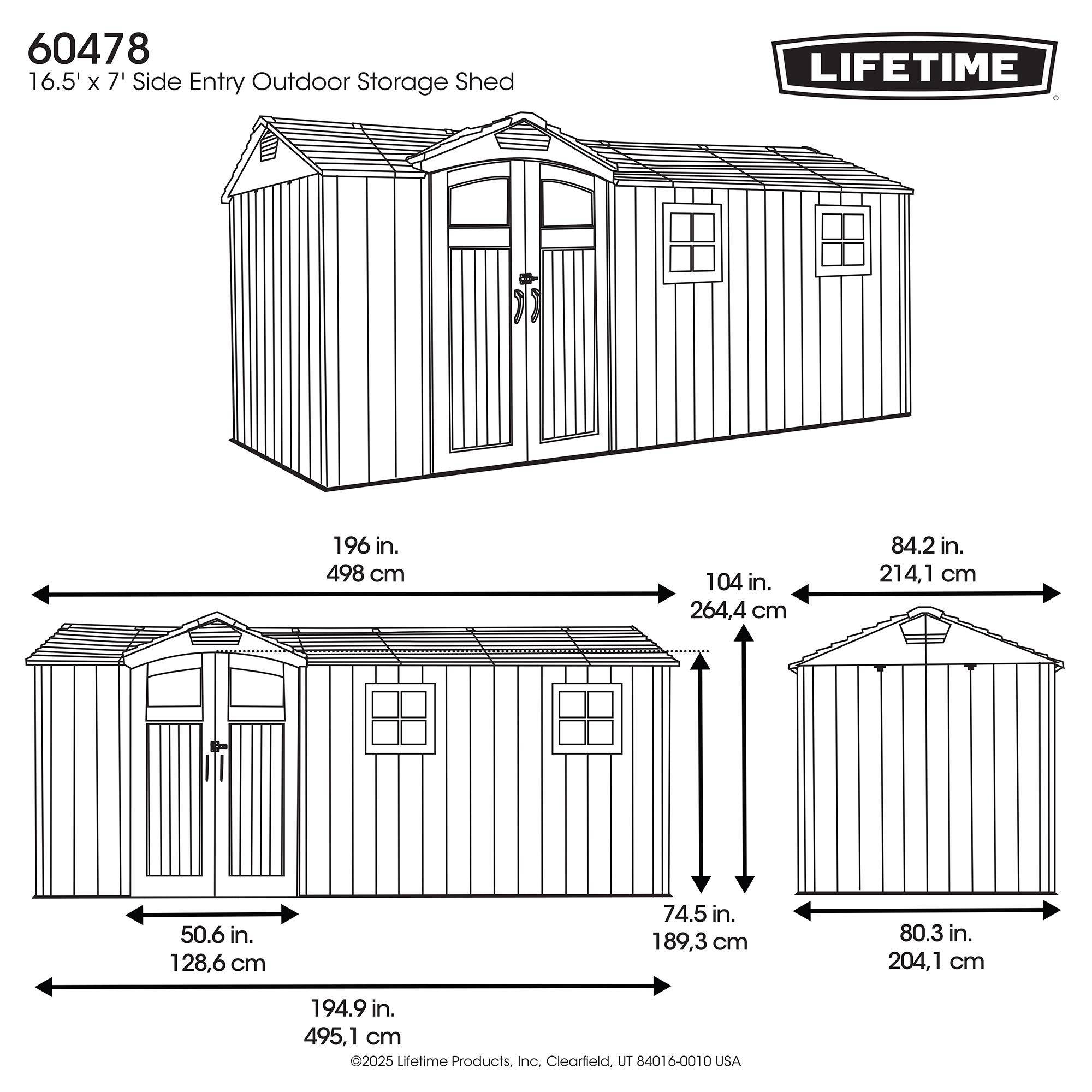 Lifetime - Abri de jardin résine 9.6 m2 (4.98 x 2.14 m) LIFETIME #60478 - Image 9