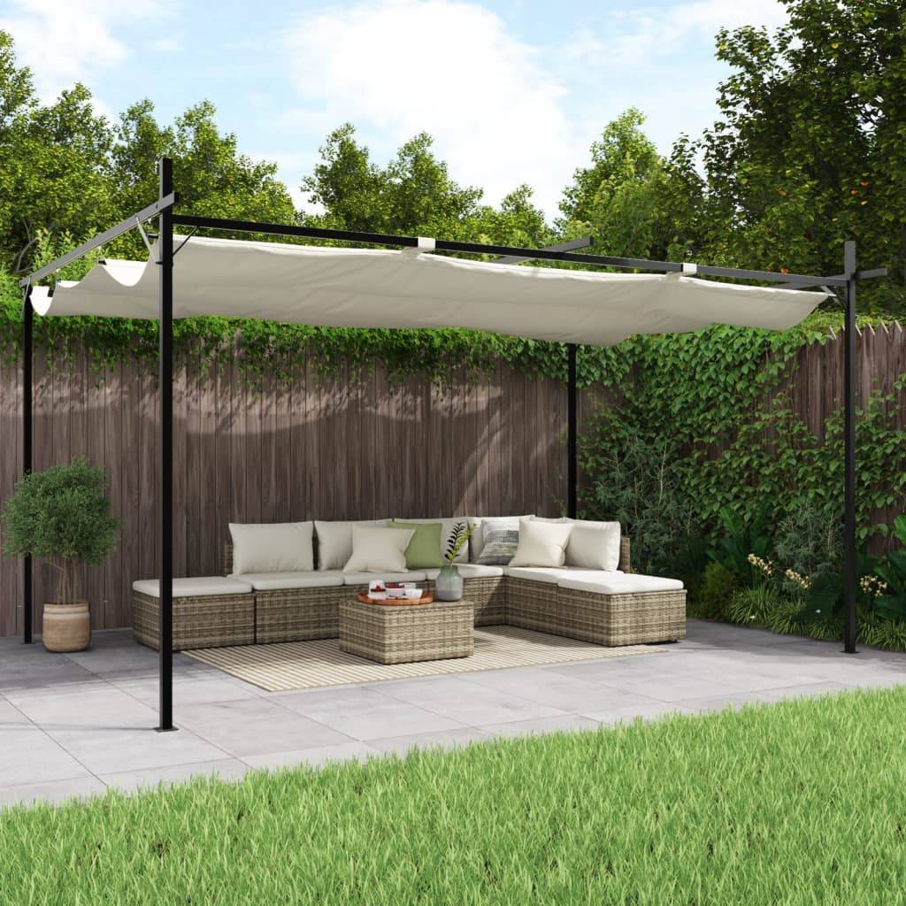 ComfortXL - Grande Pergola Aluminium Toit Rétractable Ajustable pour Jardin Terrasse Crème 395x292 cm – ComfortXL Outdoor Living