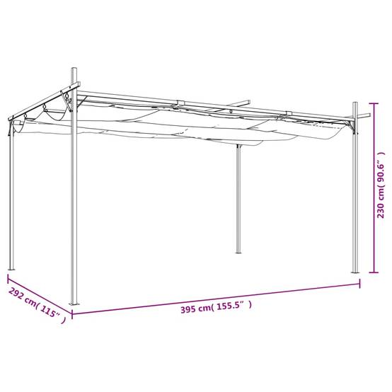 ComfortXL - Grande Pergola Aluminium Toit Rétractable Ajustable pour Jardin Terrasse Crème 395x292 cm – ComfortXL Outdoor Living - Image 8