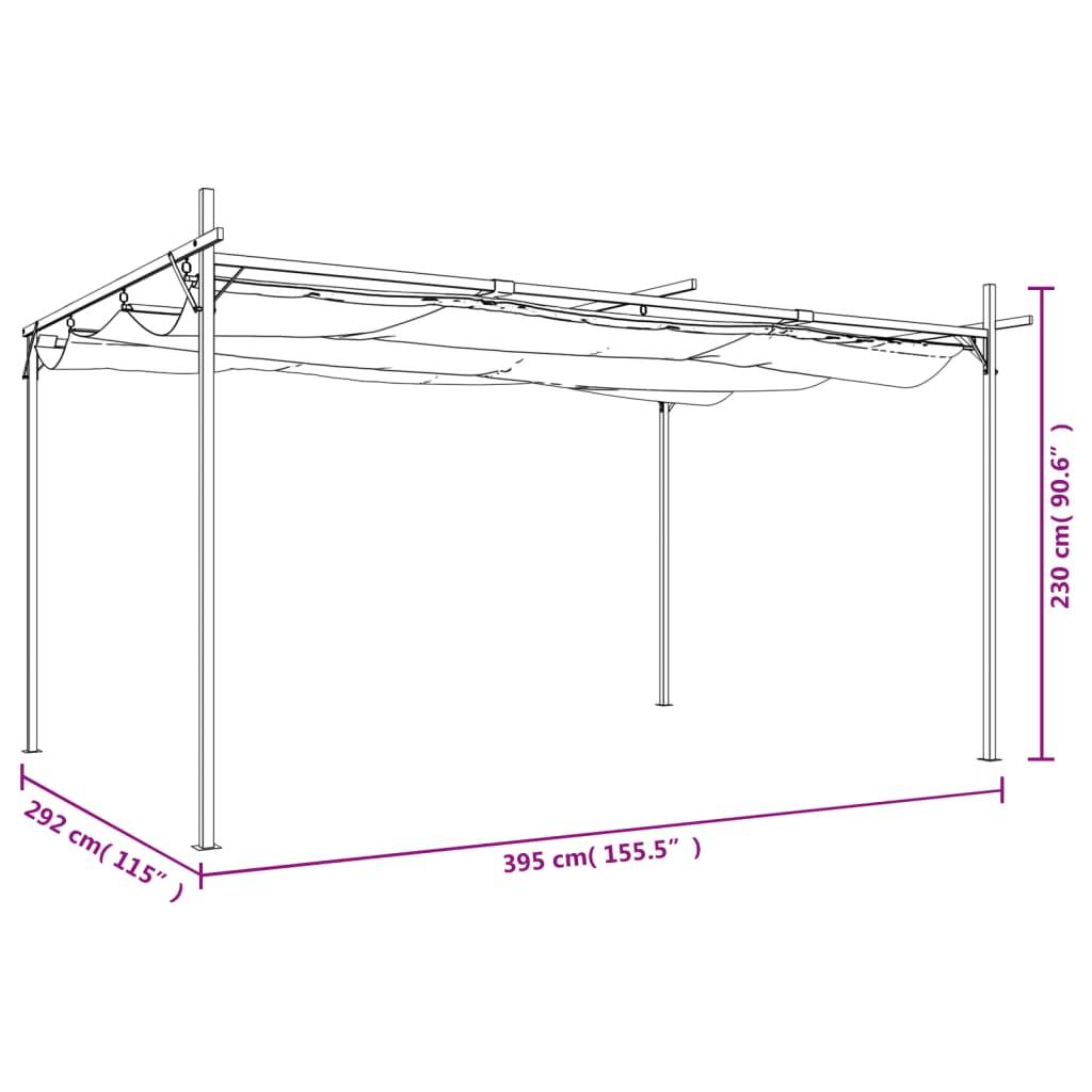 ComfortXL - Grande Pergola Aluminium Toit Rétractable Ajustable pour Jardin Terrasse Crème 395x292 cm – ComfortXL Outdoor Living - Image 8
