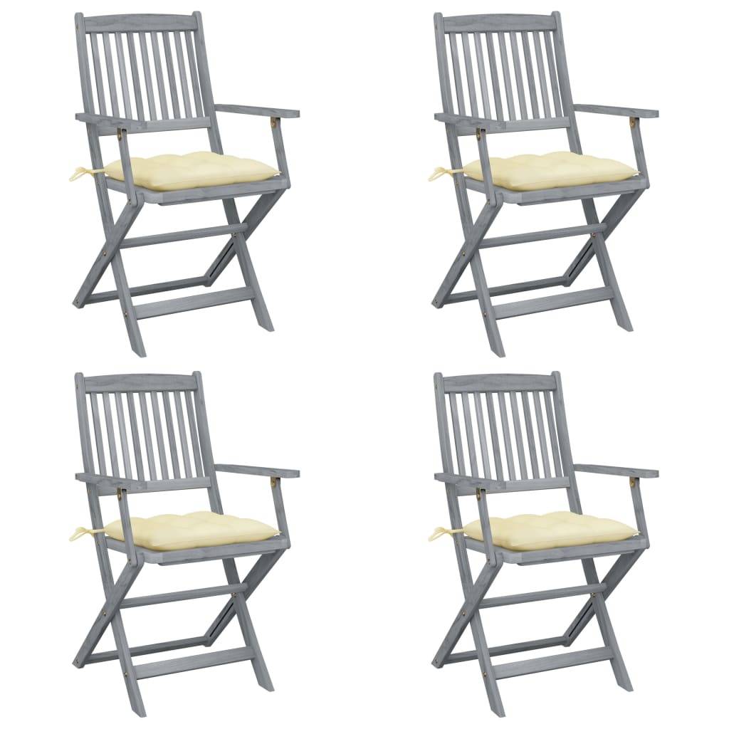 Chaises de jardin pliable bois d'acacia gris 54 x 61 x 88 cm, Poids:23.8kg - PANGIVO - Image 1