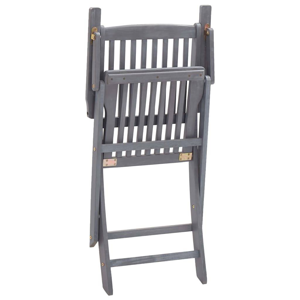 Chaises de jardin pliable bois d'acacia gris 54 x 61 x 88 cm, Poids:23.8kg - PANGIVO - Image 6