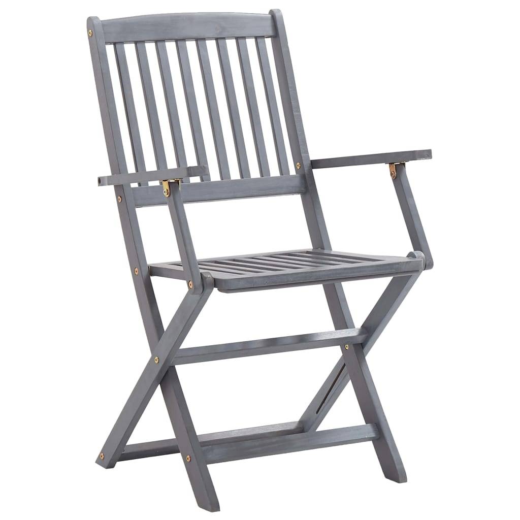 Chaises de jardin pliable bois d'acacia gris 54 x 61 x 88 cm, Poids:23.8kg - PANGIVO - Image 4