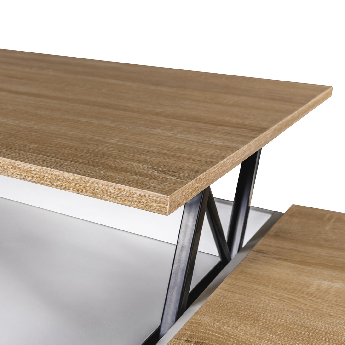 Table basse plateau relevable rectangulaire ELEA avec coffre bois blanc et façon hêtre - Image 5