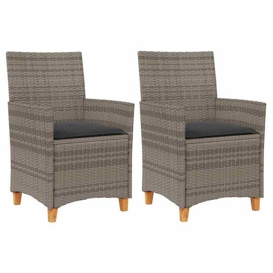 Vidaxl - Chaises de jardin coussins lot de 2 gris résine tressée et bois vidaXL 368718 - Image 2
