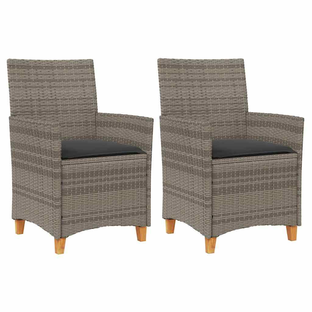 Vidaxl - Chaises de jardin coussins lot de 2 gris résine tressée et bois vidaXL 368718 - Image 2