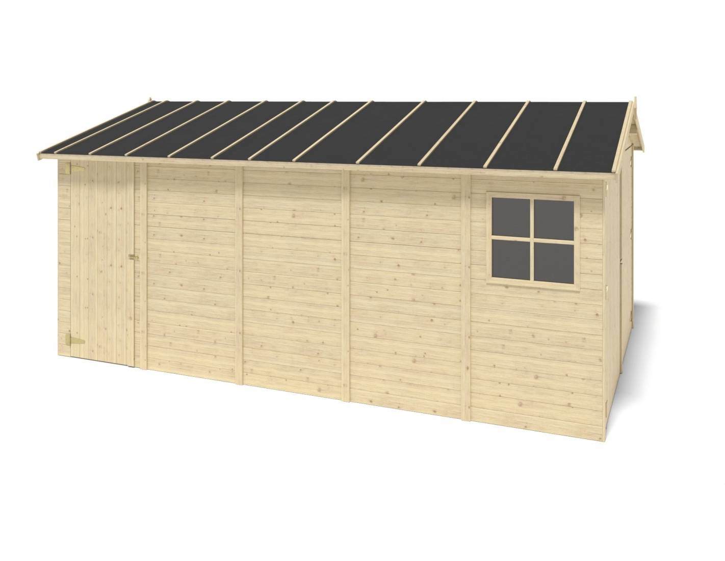 Altanka - Garage en bois - 14.94m2 - 3.05x4.93m - Ep. 18mm - couleur: naturel - GAR28 - ALTANKA - Imagen 5