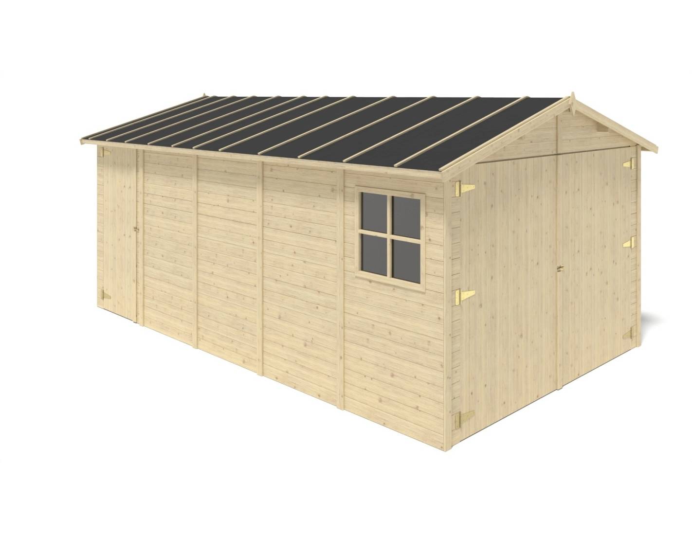 Altanka - Garage en bois - 14.94m2 - 3.05x4.93m - Ep. 18mm - couleur: naturel - GAR28 - ALTANKA - Imagen 6