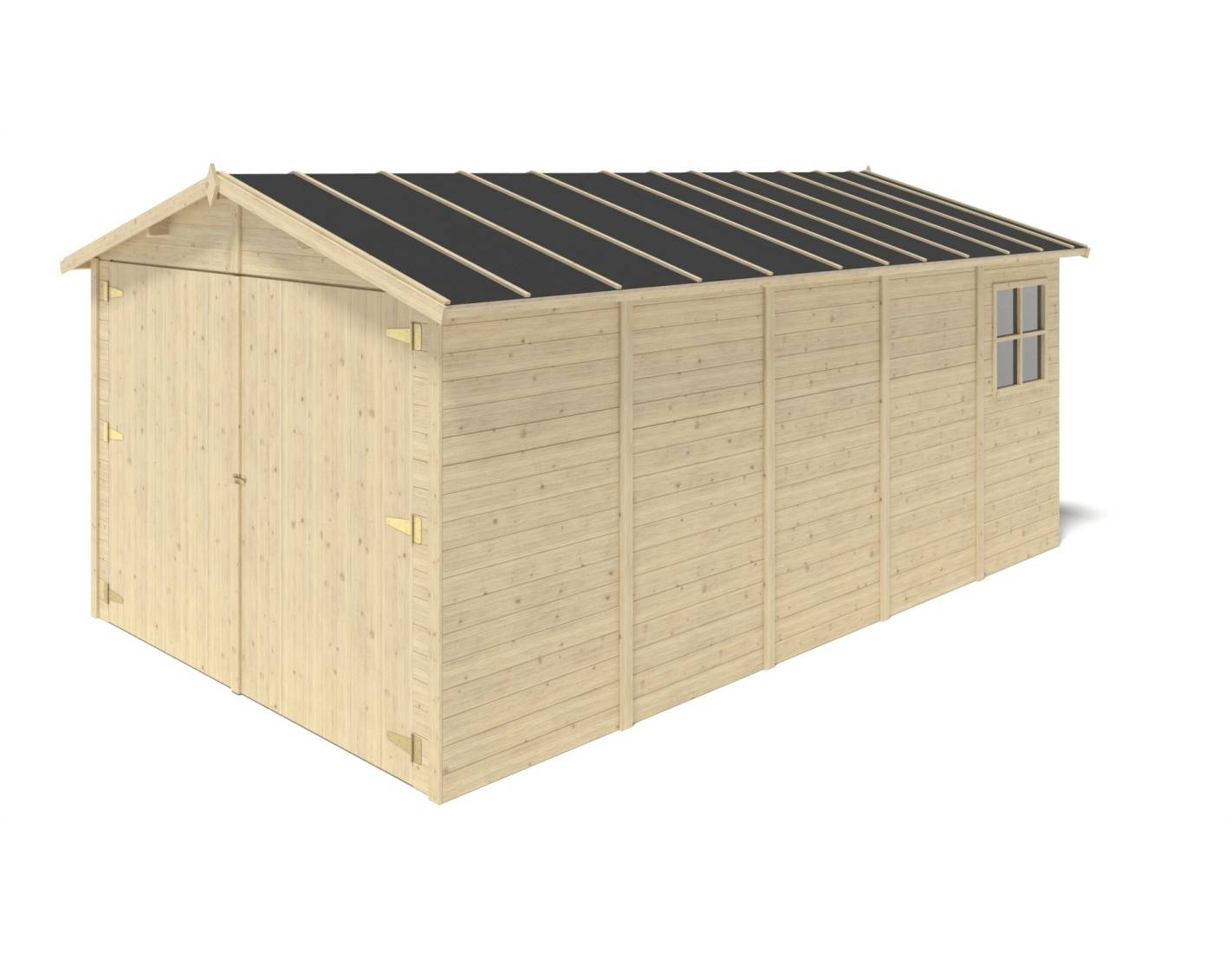 Altanka - Garage en bois - 14.94m2 - 3.05x4.93m - Ep. 18mm - couleur: naturel - GAR28 - ALTANKA - Imagen 4