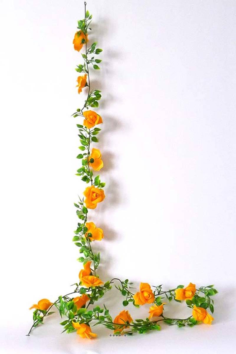 Artificielles - Guirlande de 16 Roses artificielles Jaune plastique L 180 cm - couleur: Jaune