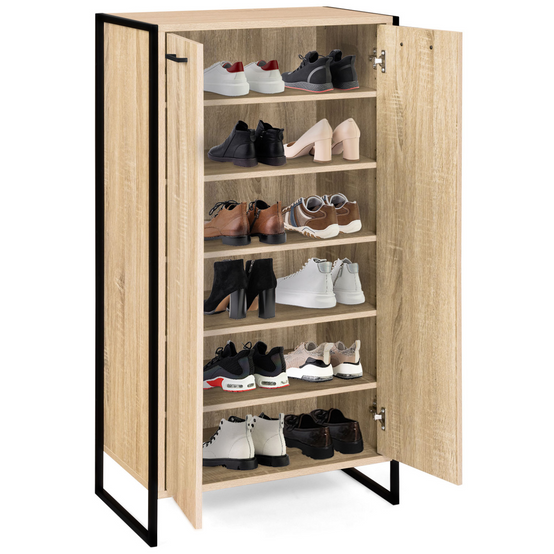 Armoire à chaussures 18 paires LUIS 2 portes design industriel - Image 4