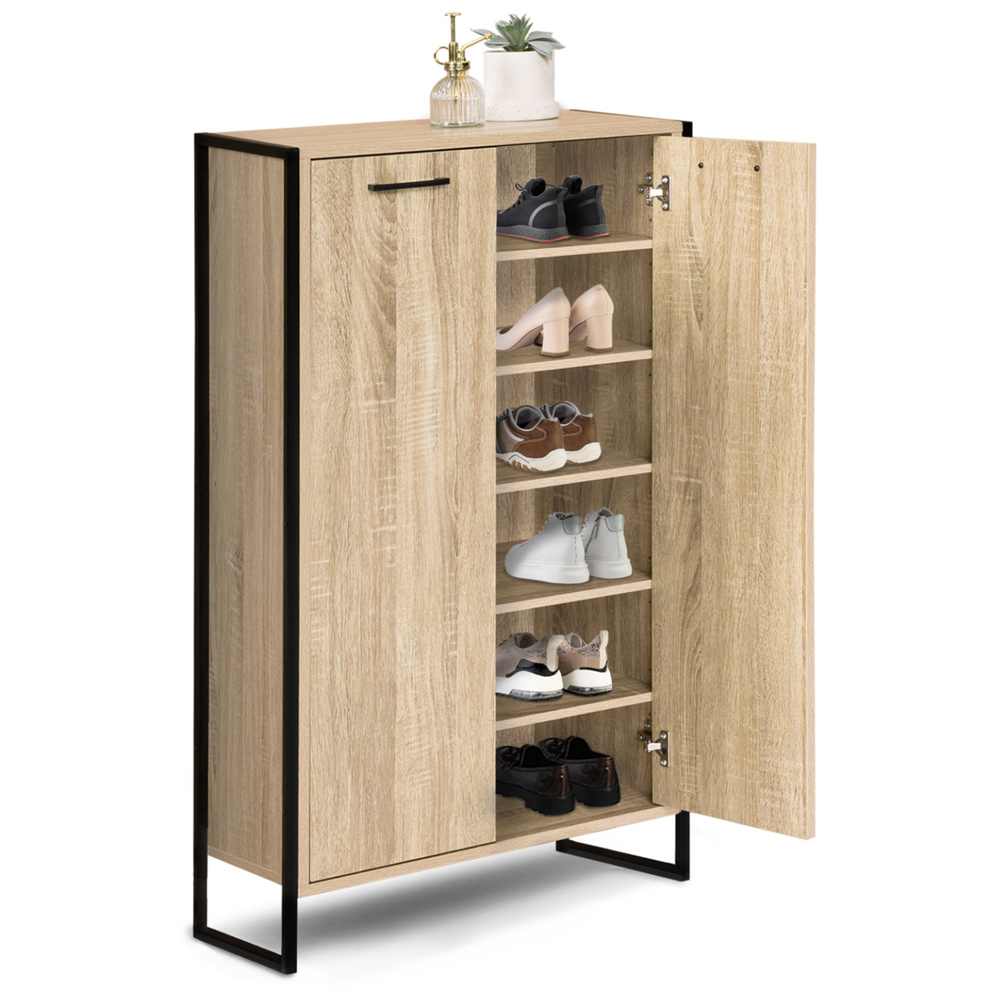 Armoire à chaussures 18 paires LUIS 2 portes design industriel - Image 2